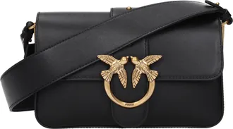 Pinko Pinko Crossbodytassen Love One Dames Leer Zwart/Goud