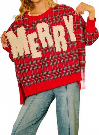 Bibi Merry Plaid Sweatshirt In Red