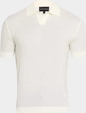 Emporio Armani Men & apos;s Wool Basketweave Knit Polo Sweater