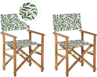 Beliani Conjunto de 2 sillas de jardín madera de acacia gris