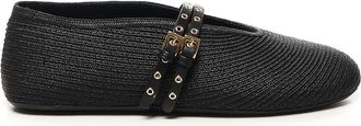 Alaia Flat Straw Ballerinas