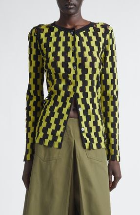 Zankov Bowery Open Stitch Cardigan in Black/Aloe Multi at Nordstrom, Size X-Small