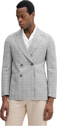 Michael Kors Gepatroineerde Blazer van Wolmix - Heren - Blazers - Grijs - XL - Wol - Jassen