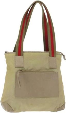 Gucci Pre-owned Tote Bags, female, Green, Size: ONE SIZE Pre-owned Canvas Tote Bag