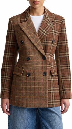 Avec Les Filles Mixed Plaid Hourglass Jacket in Brown Chevron Plaid at Nordstrom, Size X-Small
