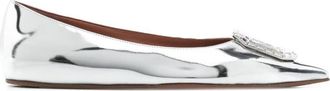 Amina Muaddi Mirror Silver Camelia Ballet Flats, Brand Size 36.5 ( US Size 6.5 )
