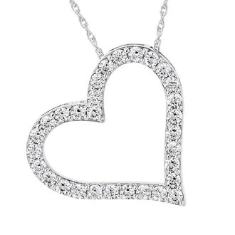 Pompeii3 1/2 ct Real Diamond Heart Shape Pendant 14k White Gold Necklace