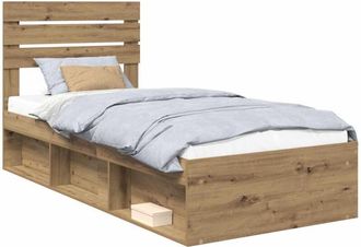vidaXL Estructura De Cama Con Cabecera Roble Artesanal 100 X 200 Cm Vidaxl