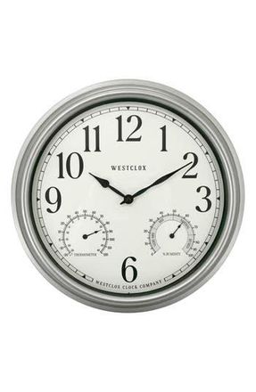 Westclox 16-Inch Indoor/Outdoor Wall Clock in Silver at Nordstrom Rack