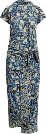 Polo Ralph Lauren false-wrap dress - women - Linen/Flax - S - Blue