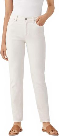 Eileen Fisher High Waisted Straight Ankle Jeans In Undyed Natural
