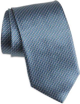 Canali Neat Silk Tie in Teal at Nordstrom Rack