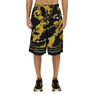Versace Jeans Couture Long Shorts, male, Black, Size: M Pan Chain Couture Shorts
