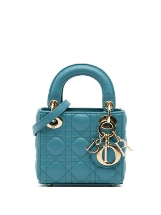 Dior 2022 Micro Lambskin Cannage Lady Dior satchel - women - Lambskin - One Size - Blue