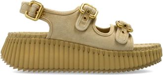 Chlo&eacute; Nama Platform Sandalen - Dames - Sleehakken - Beige - 36 EU - Leer - Schoenen