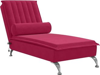 vidaXL Sof&aacute; Div&aacute;n De Masaje Con Coj&iacute;n De Terciopelo Rojo Tinto Vidaxl
