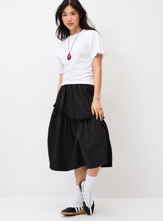 Twik Womens Asymmetrical ruffled midi skirt