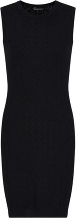 A|X Armani Exchange Vestido Midi de Punto Negro con Bordado de Monograma - Dresses - Mujer - Negro - S