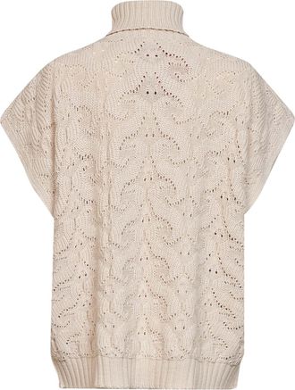 Etro Womens Turtleneck Sweater - Paisley Knit, Beige Wool