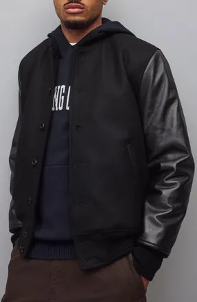 Reigning Champ Wool & Cashmere Award Jacket in Black at Nordstrom, Size Xx-Large