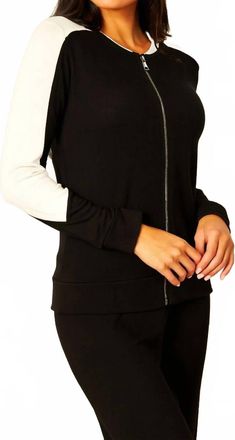 French Kyss Zip Bomber Jacket In Black/white