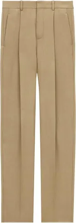 Saint Laurent Wide Trousers, male, Beige, Size: M High-waisted Pants in Wool Gabardine