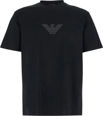 Emporio Armani Pima-jersey T-shirt met logo-opdruk - Heren - T-shirts - Zwart - S - Katoen - Tops