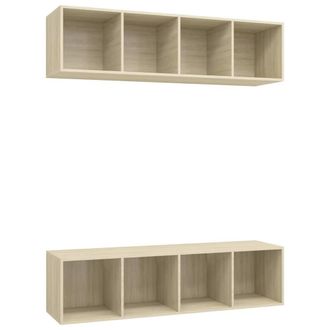 Berkfield Home Wall-mounted TV Cabinets 2 pcs Sonoma Oak Engineered Wood in Light Brown