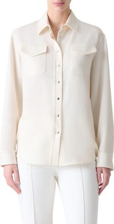 Akris Panama Cashmere & Silk Snap-Up Shirt in Ecru at Nordstrom, Size 10