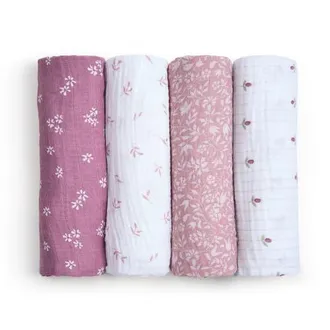 Aden + Anais Boutique 4-Pack 100% Organic Cotton Muslin Swaddles in Heritage Floral at Nordstrom