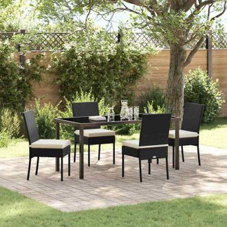 vidaXL Conjunto De Comedor De Jard&iacute;n 5 Pcs Negro Polirat&aacute;n Vidaxl