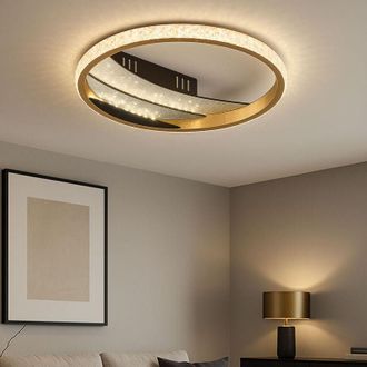 Globo Lighting Plafoniera Lampada da soffitto Lampada da soggiorno oro nero cristalli rotondi CCT daylight, alluminio plastica cristalli metallo, 1x LED 12W 870m