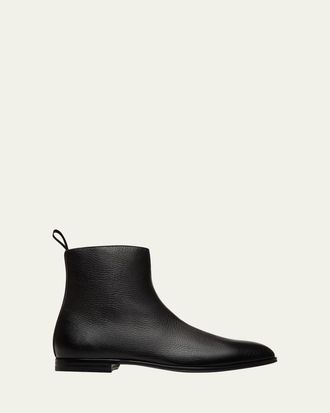 Bally Mens Wently Grainy Leather Side-Zip Ankle Boots