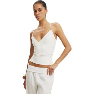 Cotton On Womens Fern Wrap Cami in Vintage White at Nordstrom, Size Xx-Small