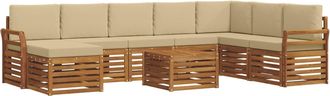 vidaXL Conjunto De Sof&aacute;s De Exterior 9 Uds. Natural Y Beige Vidaxl