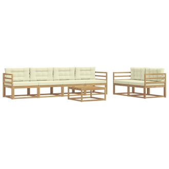 vidaXL Conjunto De Sof&aacute;s De Exterior Con Coj&iacute;n 6 Pcs Blanco Y Crema Vidaxl