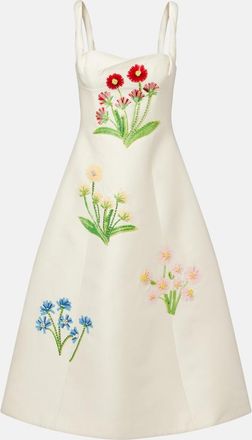 LEO LIN Beatrice embellished wool and silk midi dress