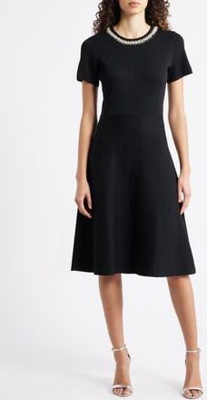 Julia Jordan Embellished Knit Fit & Flare Dress in Black at Nordstrom Rack, Size X-Small