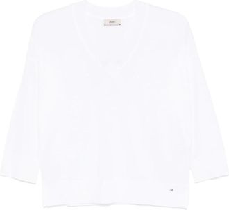 Herno Bianco Sweater Stijlvol Ontwerp Zacht Gevoel - Dames - V-hals truien - Wit - M - Katoen - Truien & Vesten