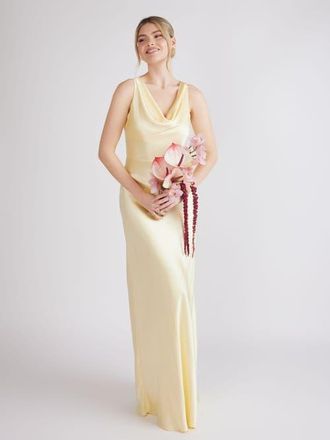 Six Stories Cowl Front Satin Bridesmaid Dress in Lemon at Nordstrom, Size 12