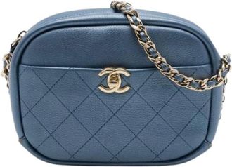 Chanel Pre-owned Vintage Crossbody Bag - Dames - Vintage Schoudertas - Blauw - ONE Size - Leer - Vintage