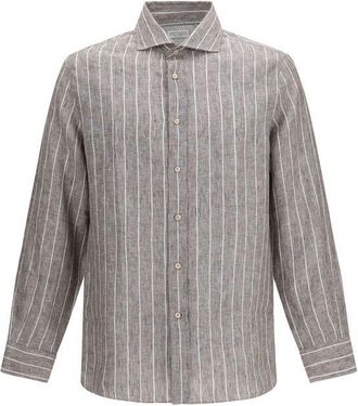 Brunello Cucinelli Beige Linen Dress Mens Shirt