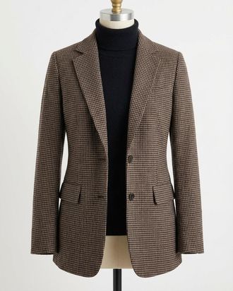 Faherty Inlet Houndstooth Blazer In Mocha Mountain