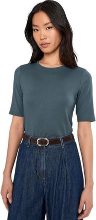 Eileen Fisher Organic Cotton Stretch Rib Crew Neck Top Womens Clothing Eucalyptus : SM, Cotton/Spandex