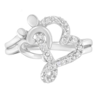 House of Brilliance Silver 1/10 Cttw Diamond Heart and Music Note Ring at Nordstrom, Size 6