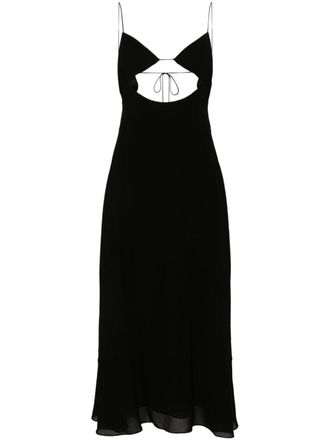 Saint Laurent cut-out midi dress - women - Silk/Viscose - 42 - Black