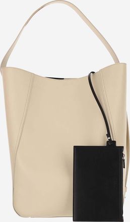 ARMARIUM Womens Leather Shoulder Bag Beige Tote