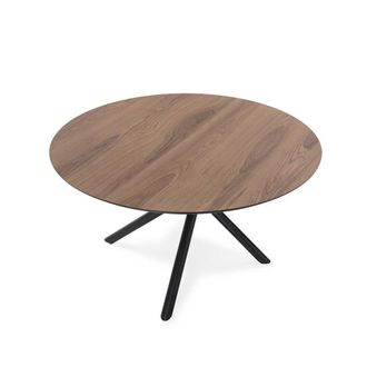 Calicosy Round Dining Table With Metal Legs, 120 Cm Diameter - MAYA in Dark Brown