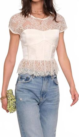 Heartloom Lace Bustier Peplum Top In Ivory