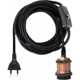 OEM Casquillo E27 Con Interruptor. Cable El&eacute;ctrico De 3,5 Metros Recubierto De Tela Para Portal&aacute;mparas Edison Retro, L&aacute;mparas Colgantes Y L&aacute;mparas Creativ